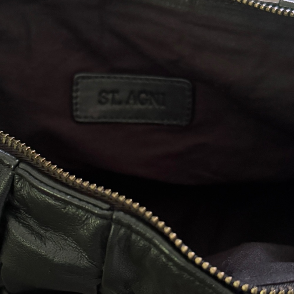 St. Agni Black Leather Woven Shoulder Bag - Picture 5 of 6